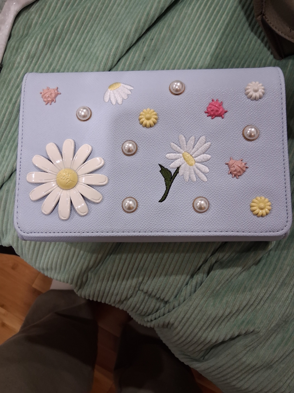 Betsey Johnson Light Blue Daisy Embellished Clutch